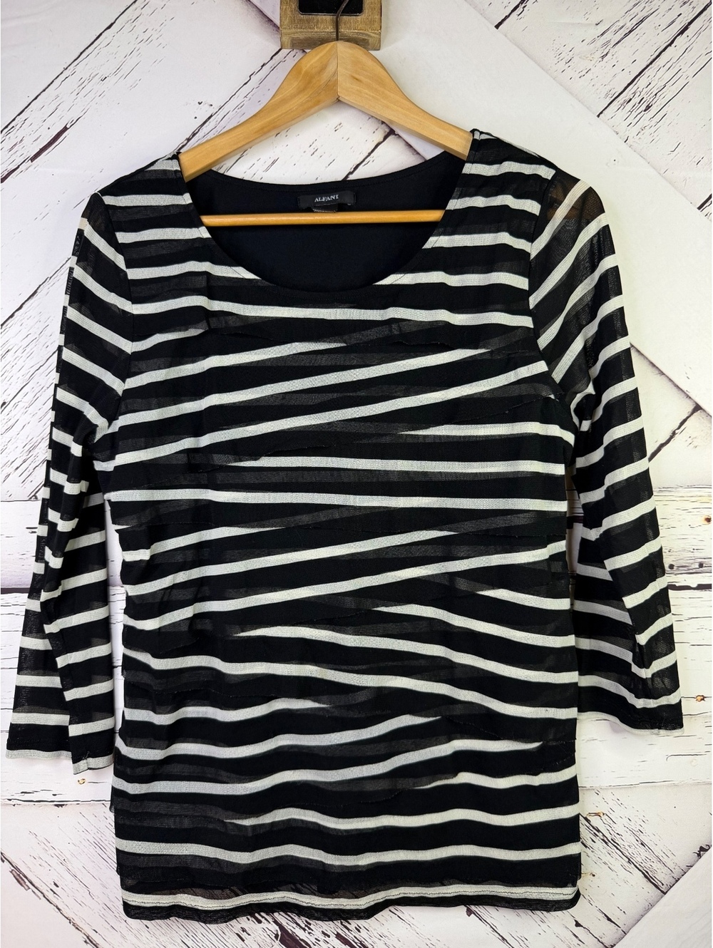 Alfani Corporate Casual Chic Asymmetric Stretch Overlay Blouse Women’s XL